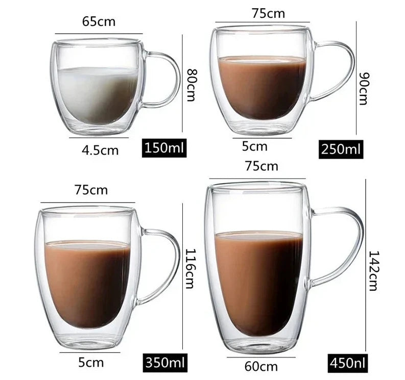 Heat Resistant Double Wall Glass Cup Set