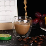 6 Clear Double Wall Glass Mugs