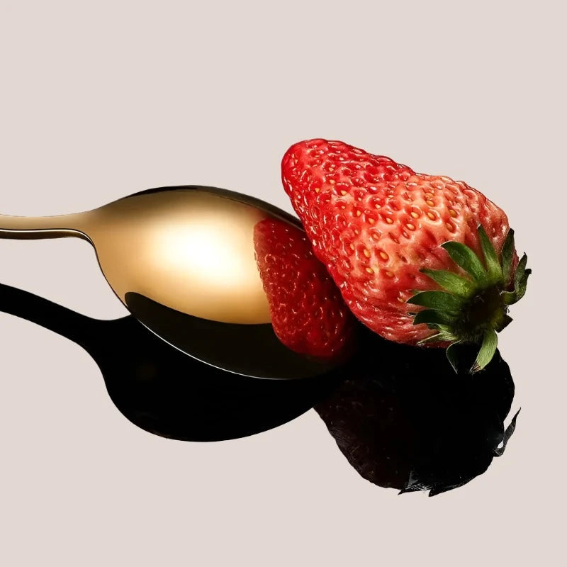 24pcs Stainless Steel Gold Dinnerware Set