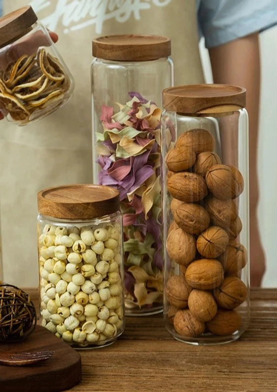 Glass Canister with Wooden Lid