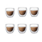 6 Clear Double Wall Glass Mugs